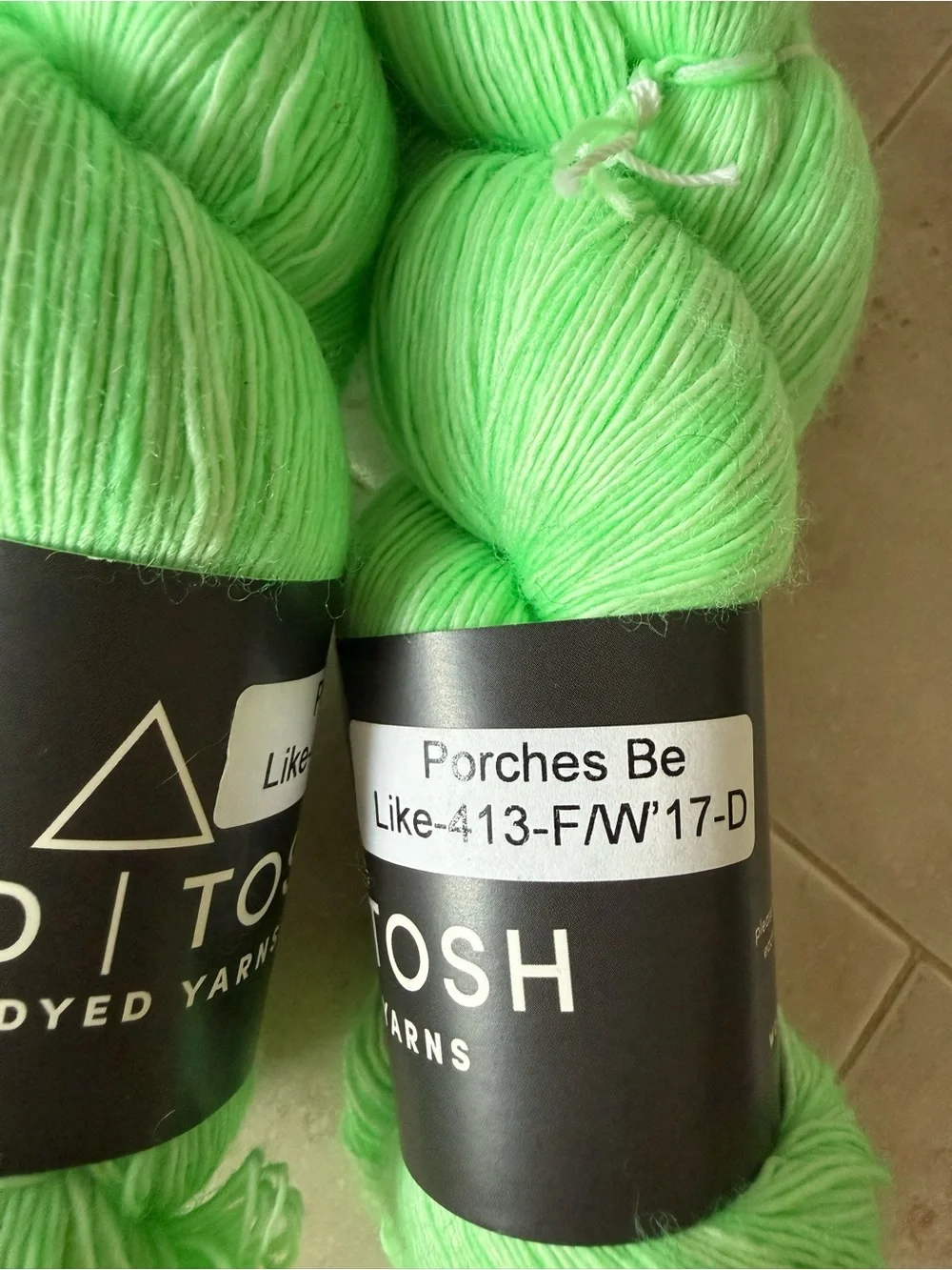 Mad Tosh Yarn Skeins in Bright Mint Green - 2 Hanks